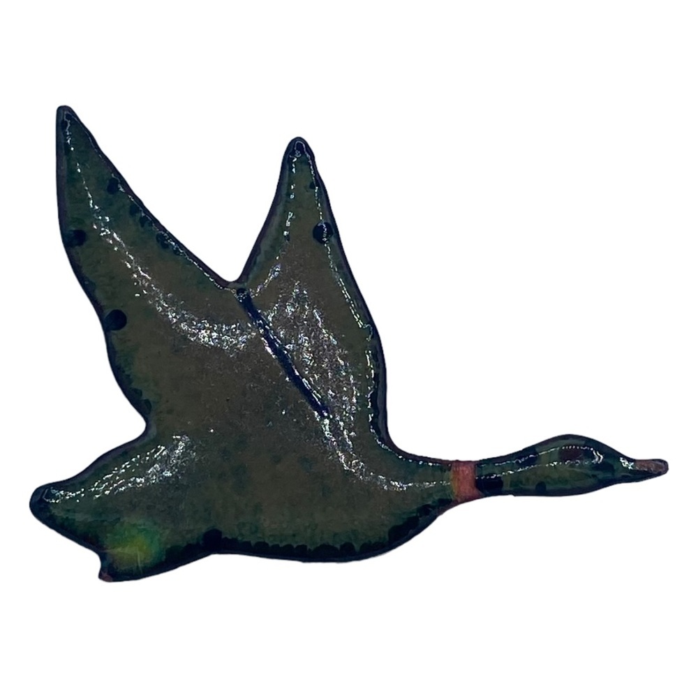 Modernist enamel brooch duck bird enamel artist made